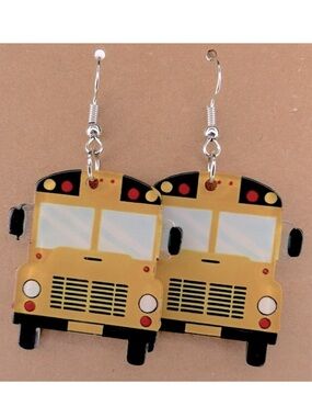 School Bus Design Dangle Earrings Cute Back to School Style Fashion Jewelry